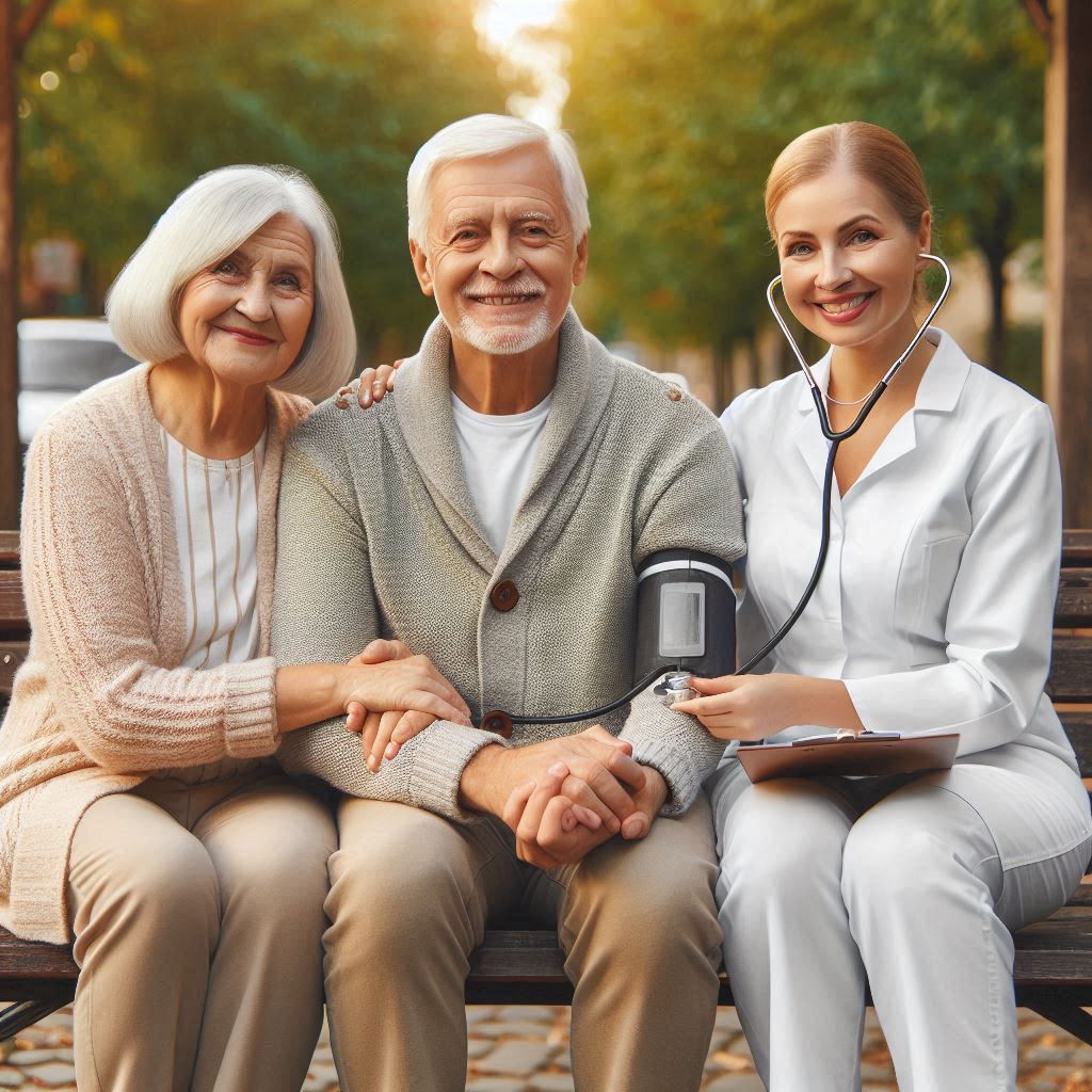 Elderly group discussing medicare
