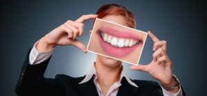 Woman showing teeth