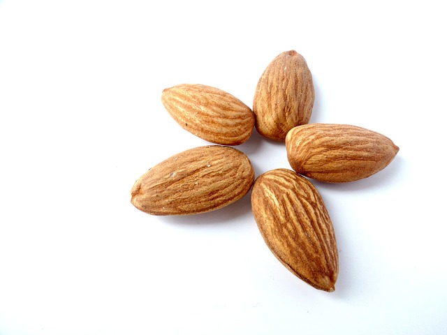 5 Almonds on table